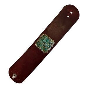 J. Cherot | Brown Leather & Turquoise Bracelet